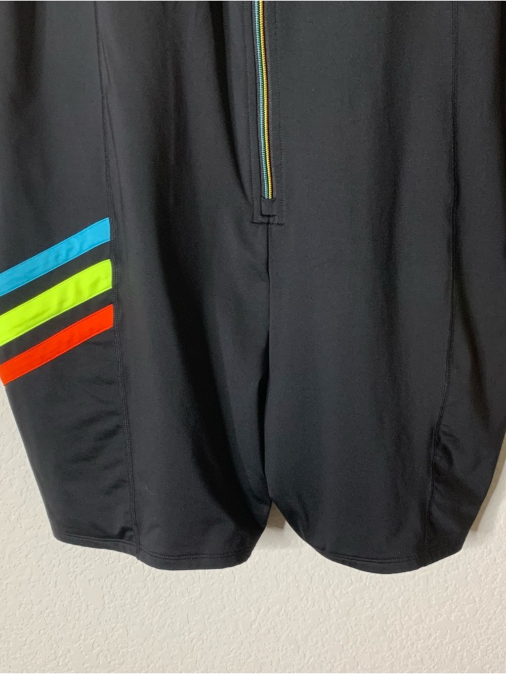 TomboyX Swim 6″ Unisuit – Black With Orange Yellow & Blue Stripes 4X - Picture 2 of 9